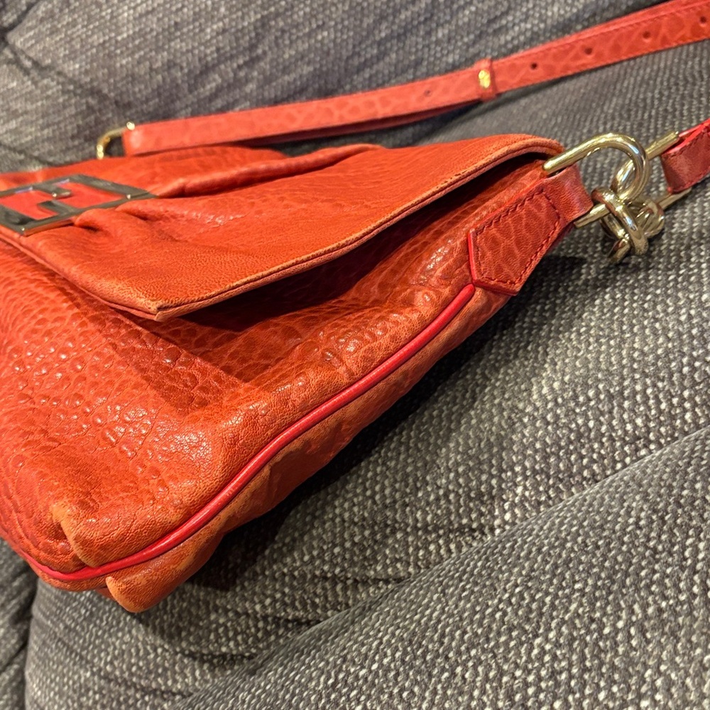 Fendi Mia Flap Shoulder Bag- Red Leather - Picture 6 of 16